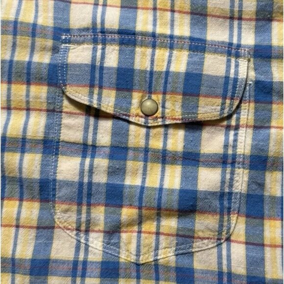 VTG Lucky Brand Genuine Western Snap Up Shirt Men's Size XXL SS Blue Plaid - Picture 9 of 14